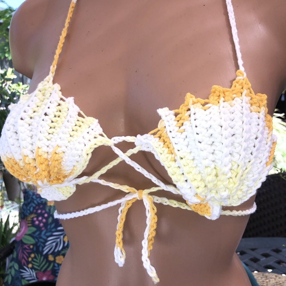 Crochet seashell bra